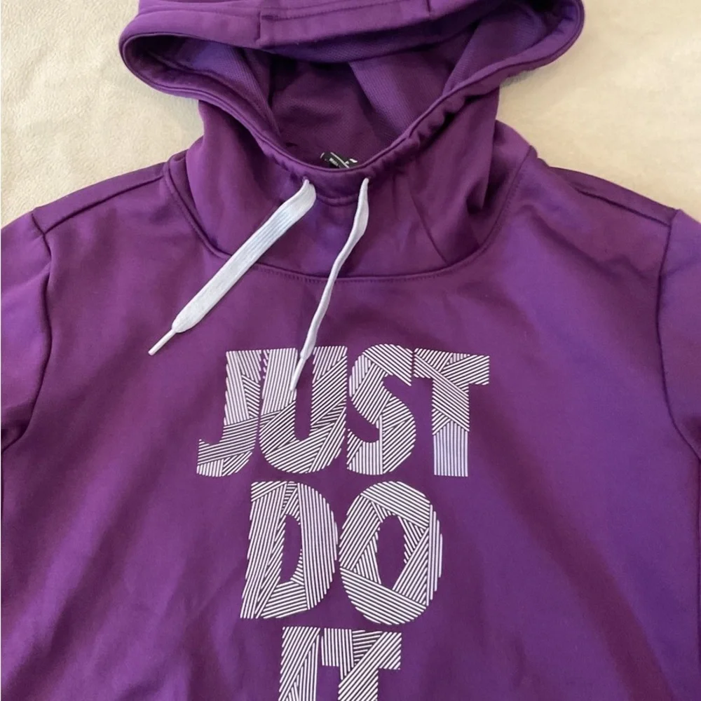 Nike Dark Purple Hoodie funnel neck Just Do it size Large. NO INSIDE TAGS - Picture 3 of 3
